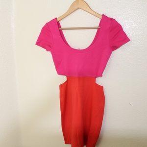 Color Block Cut Out Mini Dress
